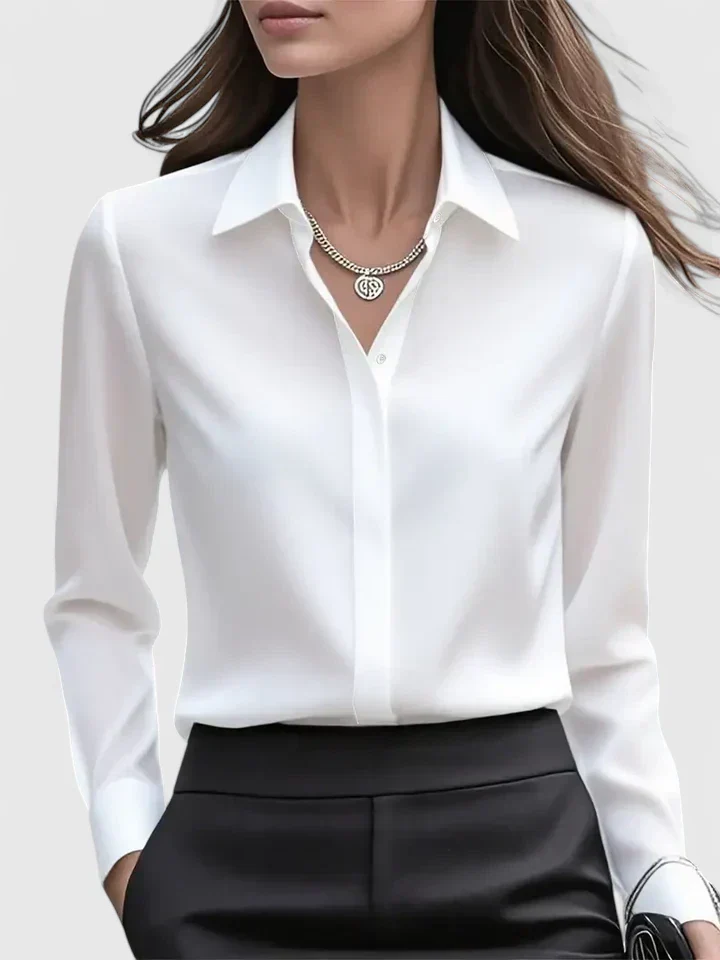 Reese | Women's Elegant Button Down Shirt with Concealed Placket - Image 2