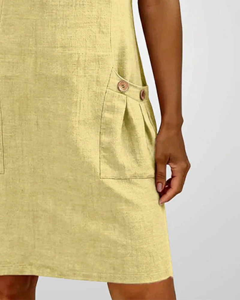 Remi | Women's Shift Dress Short Sleeve Zip Neck with Pockets - Image 22