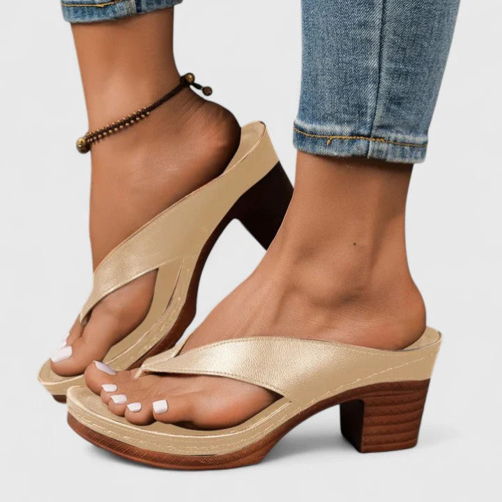 Remy | Women's Block Heel Thong Sandals with Platform Sole - Image 3