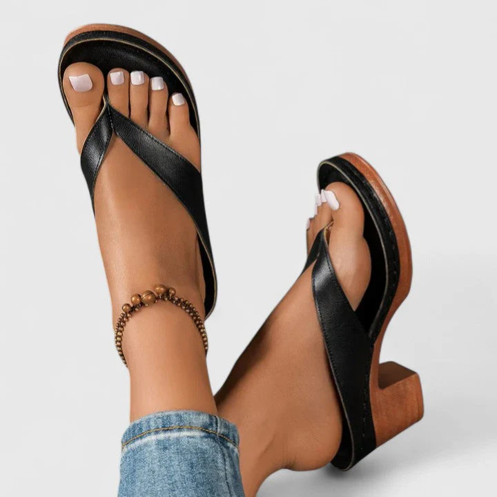 Remy | Women's Block Heel Thong Sandals with Platform Sole - Image 5