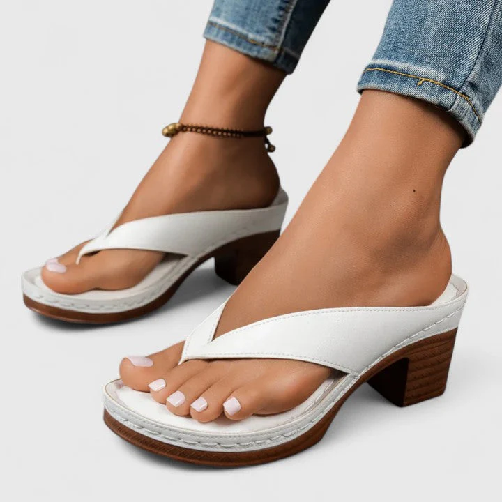Remy | Women's Block Heel Thong Sandals with Platform Sole - Image 7