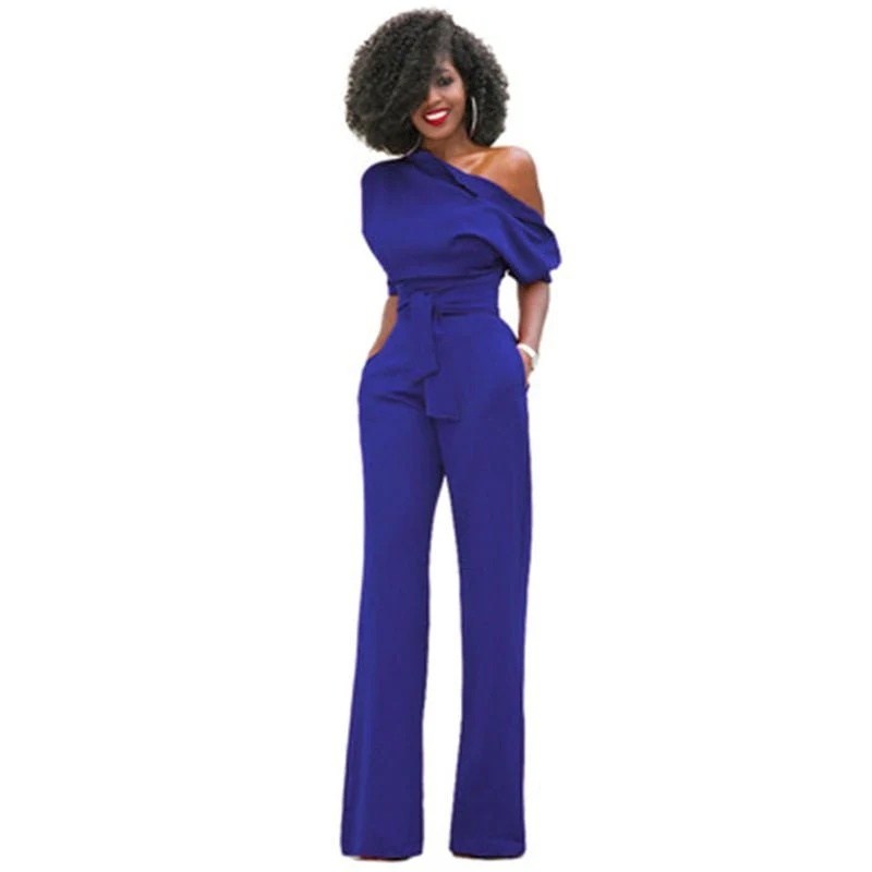 Rosa | Women's Off Shoulder Wide Leg Jumpsuit Belted Formal - Image 3