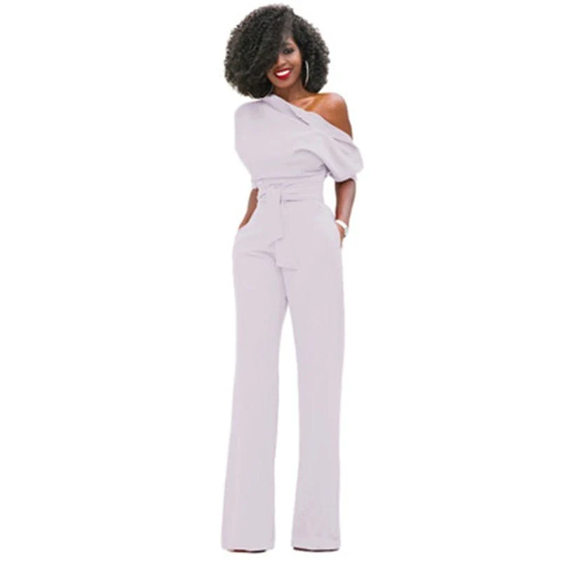 Rosa | Women's Off Shoulder Wide Leg Jumpsuit Belted Formal - Image 5