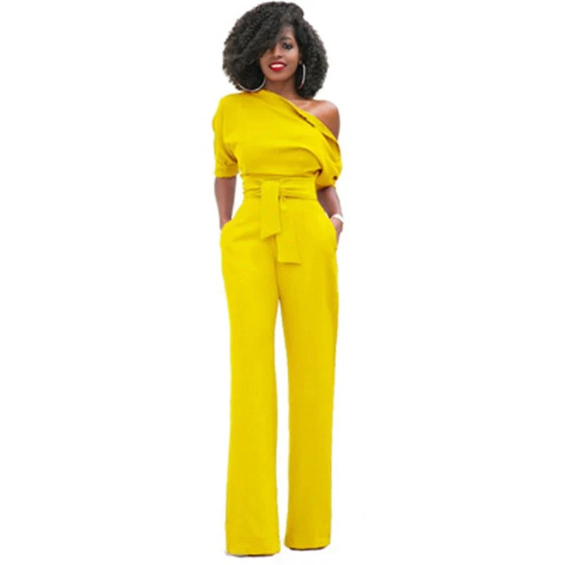 Rosa | Women's Off Shoulder Wide Leg Jumpsuit Belted Formal - Image 6
