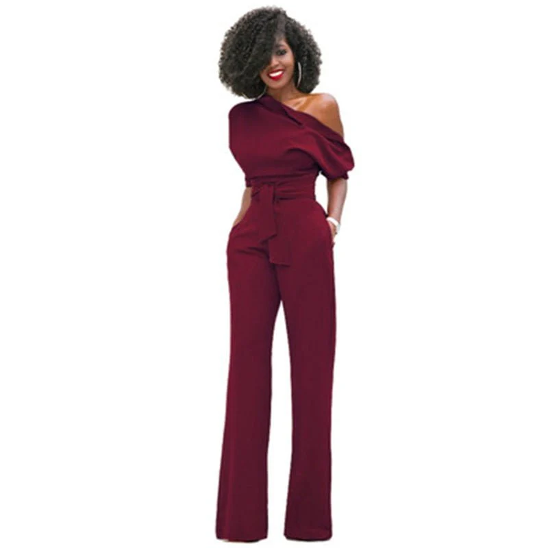 Rosa | Women's Off Shoulder Wide Leg Jumpsuit Belted Formal - Image 7