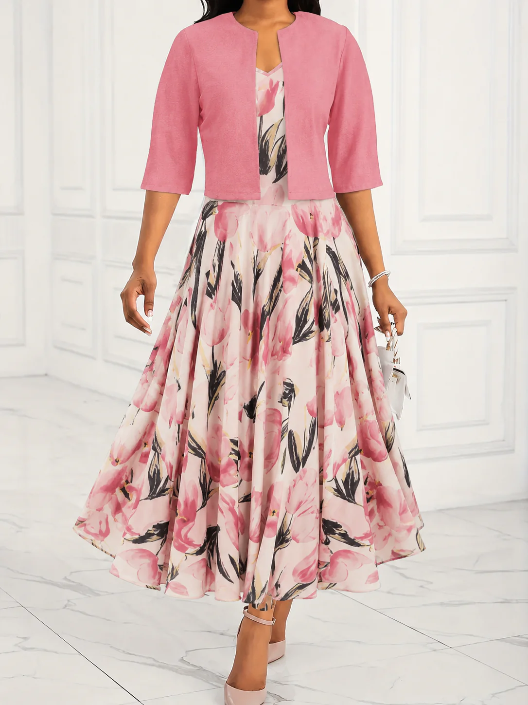 Rosalie | Women's Floral Maxi Dress Set with Jacket