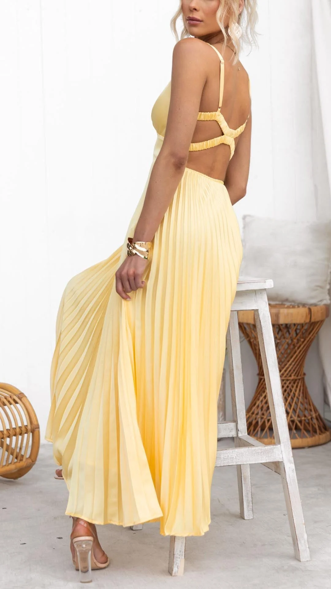 Rosalind | Women's Wedding Guest Pleated V-Neck Maxi Dress Evening - Image 4