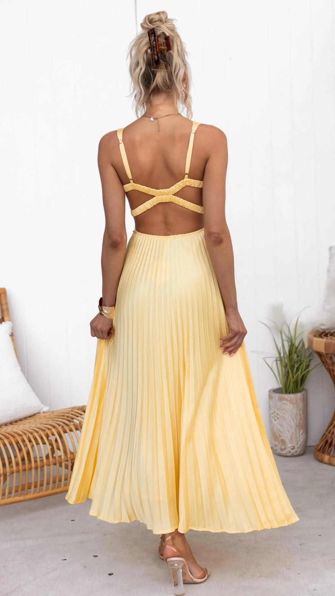 Rosalind | Women's Wedding Guest Pleated V-Neck Maxi Dress Evening - Image 5