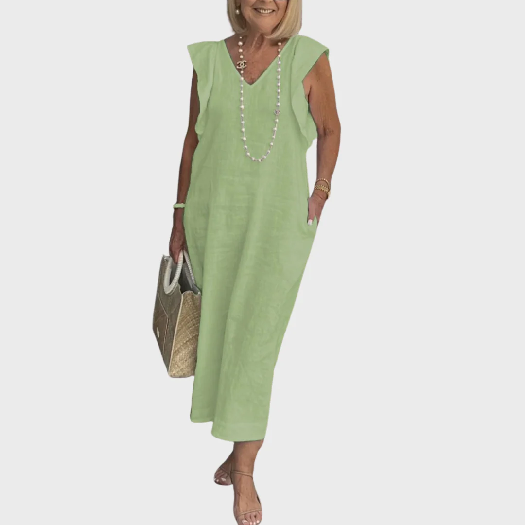 Rosalinda | Women's V-Neck Sleeveless Pocket Maxi Dress - Image 10
