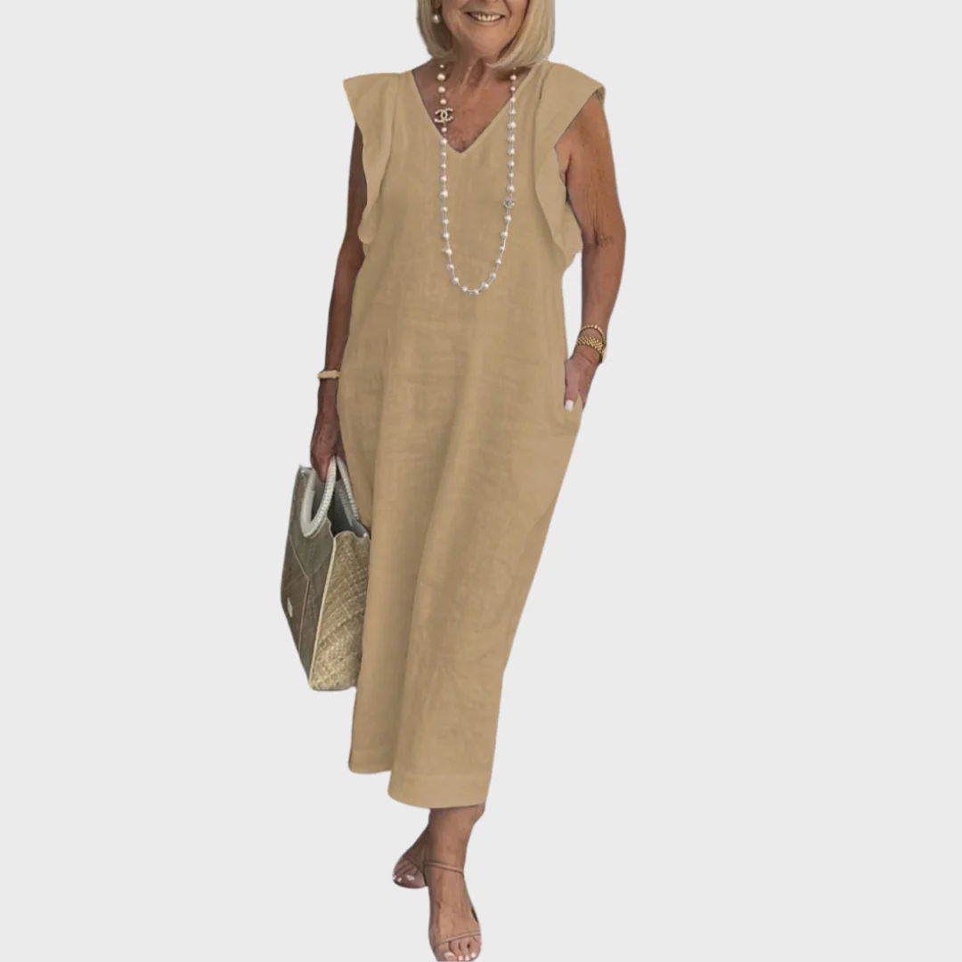 Rosalinda | Women's V-Neck Sleeveless Pocket Maxi Dress - Image 11