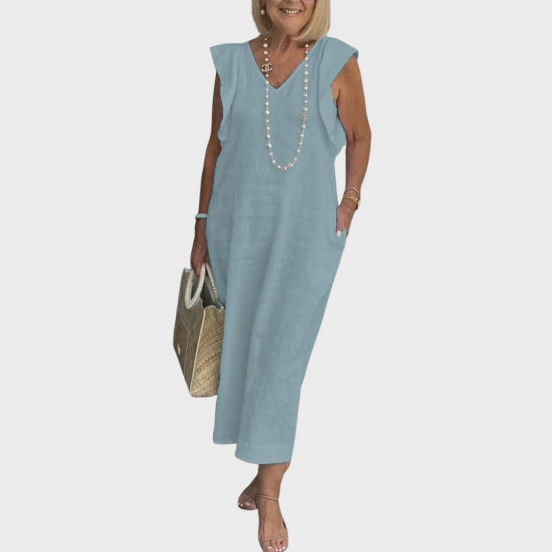 Rosalinda | Women's V-Neck Sleeveless Pocket Maxi Dress - Image 12