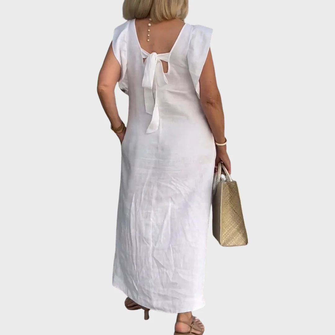 Rosalinda | Women's V-Neck Sleeveless Pocket Maxi Dress - Image 3