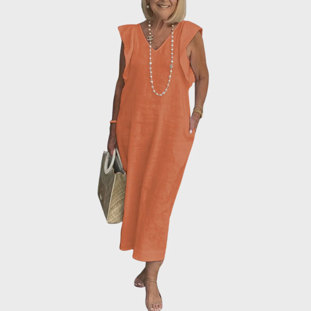 Rosalinda | Women's V-Neck Sleeveless Pocket Maxi Dress - Image 5