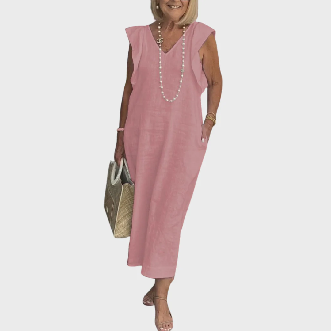 Rosalinda | Women's V-Neck Sleeveless Pocket Maxi Dress - Image 6