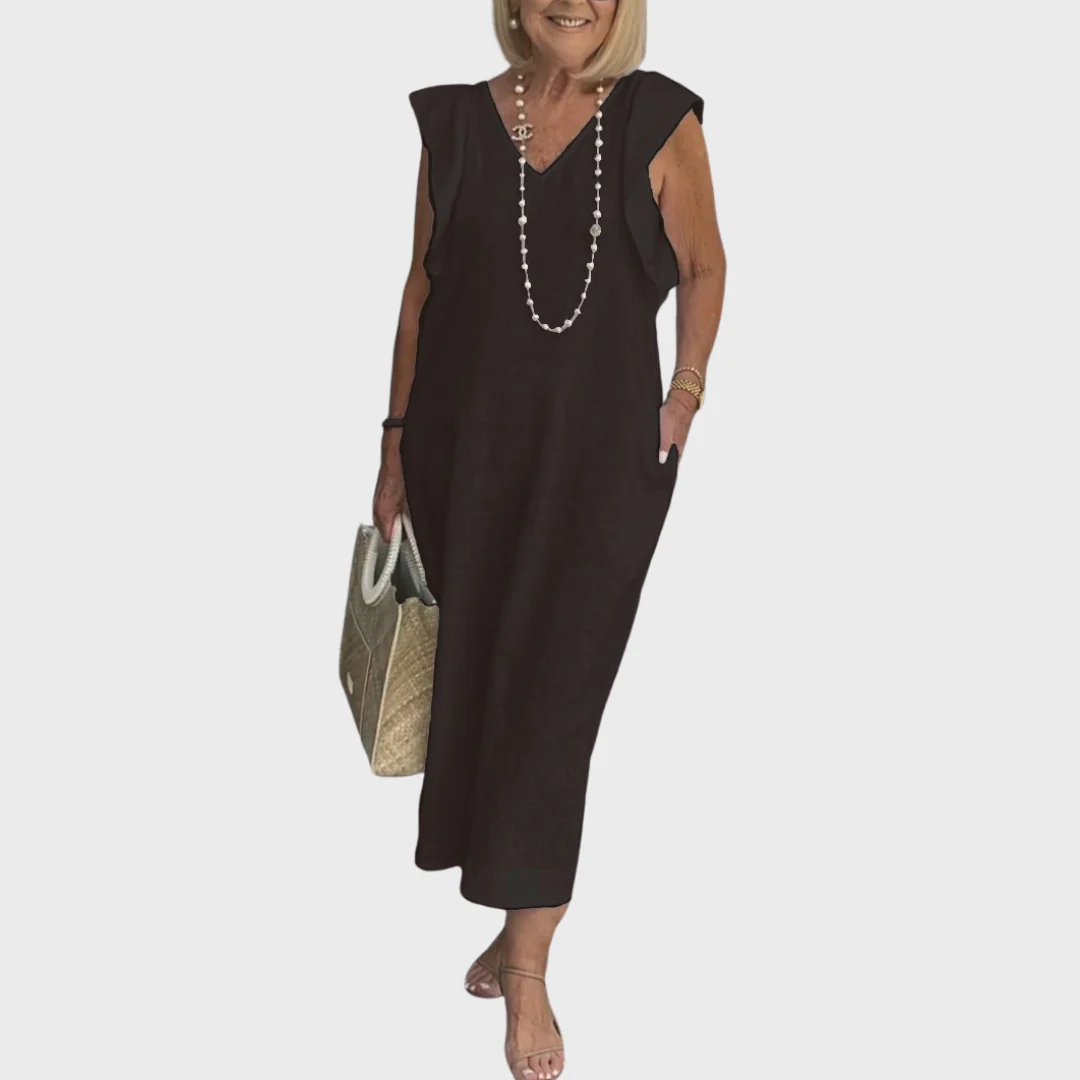 Rosalinda | Women's V-Neck Sleeveless Pocket Maxi Dress - Image 7