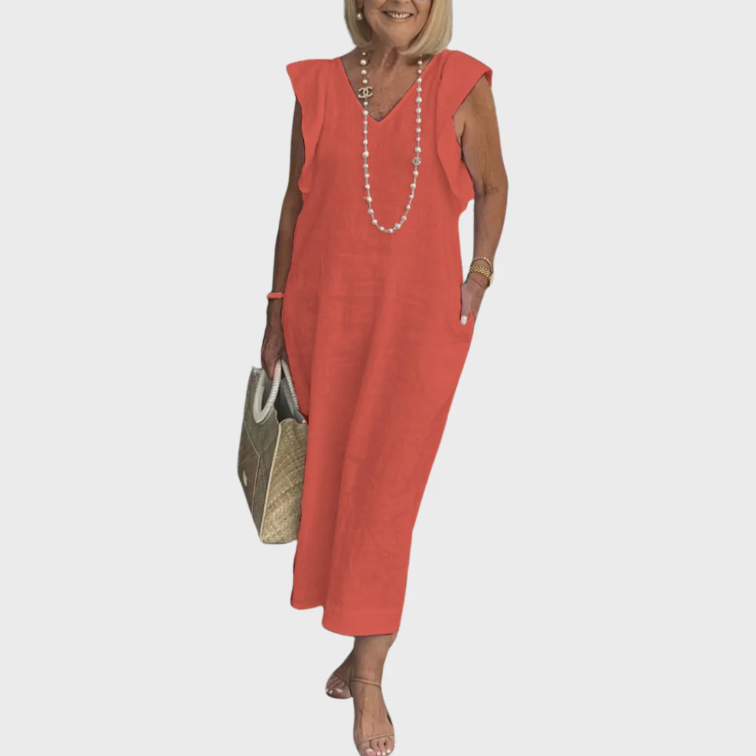 Rosalinda | Women's V-Neck Sleeveless Pocket Maxi Dress - Image 8