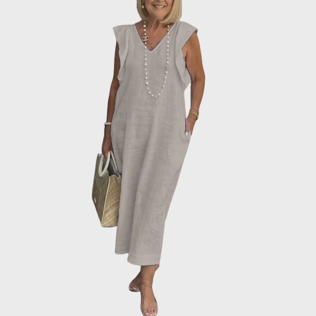 Rosalinda | Women's V-Neck Sleeveless Pocket Maxi Dress - Image 9