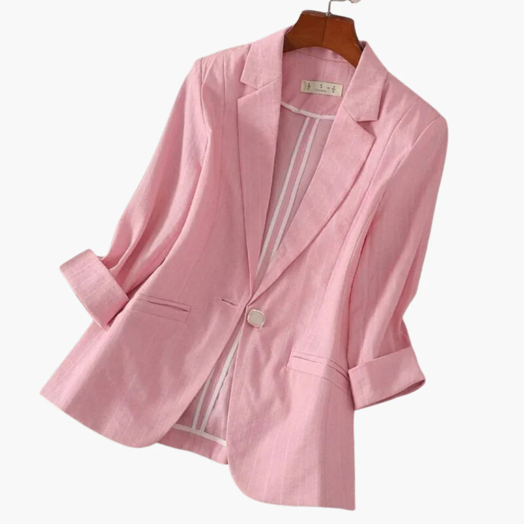 Rosamund | Women's 3/4 Sleeve Pink Blazer - Image 5