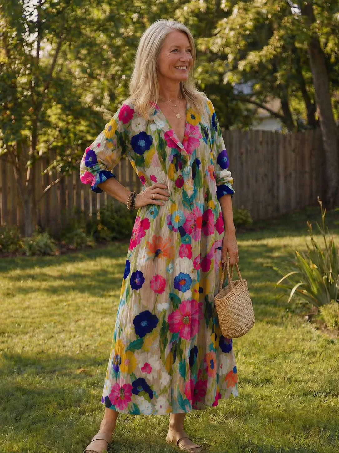Roselyn | Women's Floral Button Front Maxi Dress