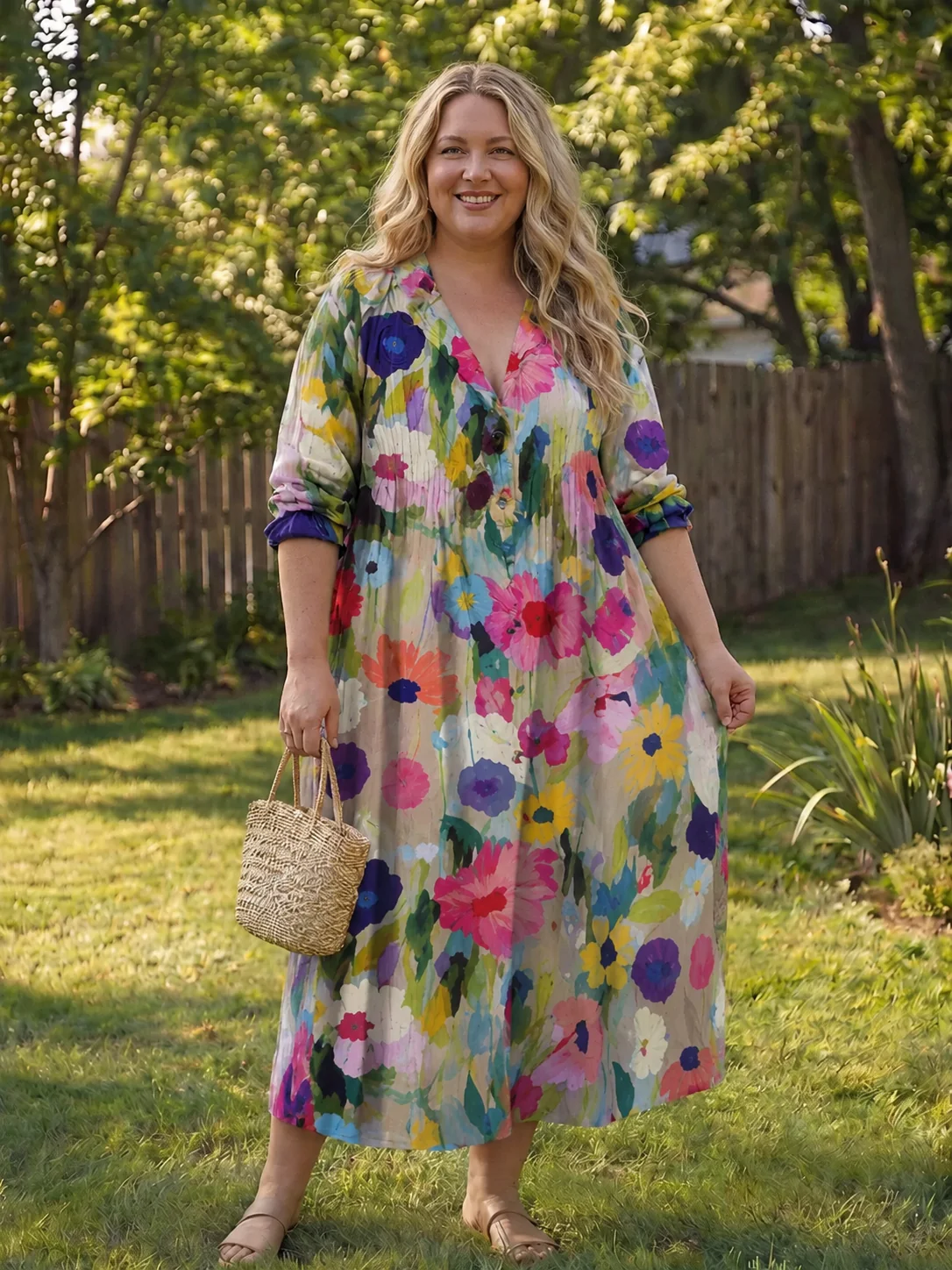 Roselyn | Women's Floral Button Front Maxi Dress - Image 2