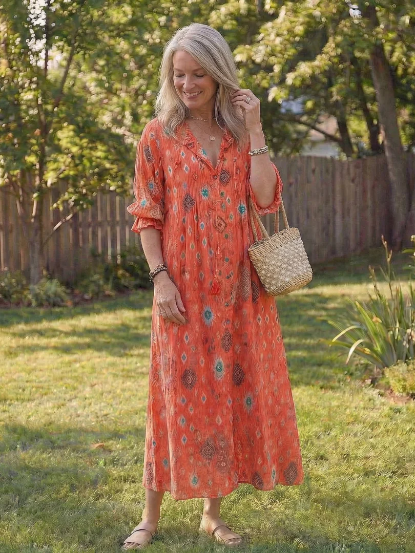 Roselyn | Women's Floral Button Front Maxi Dress - Image 3