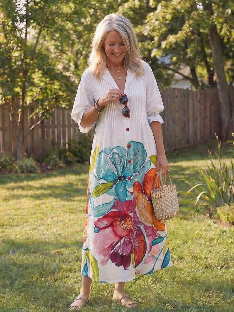 Roselyn | Women's Floral Button Front Maxi Dress - Image 7