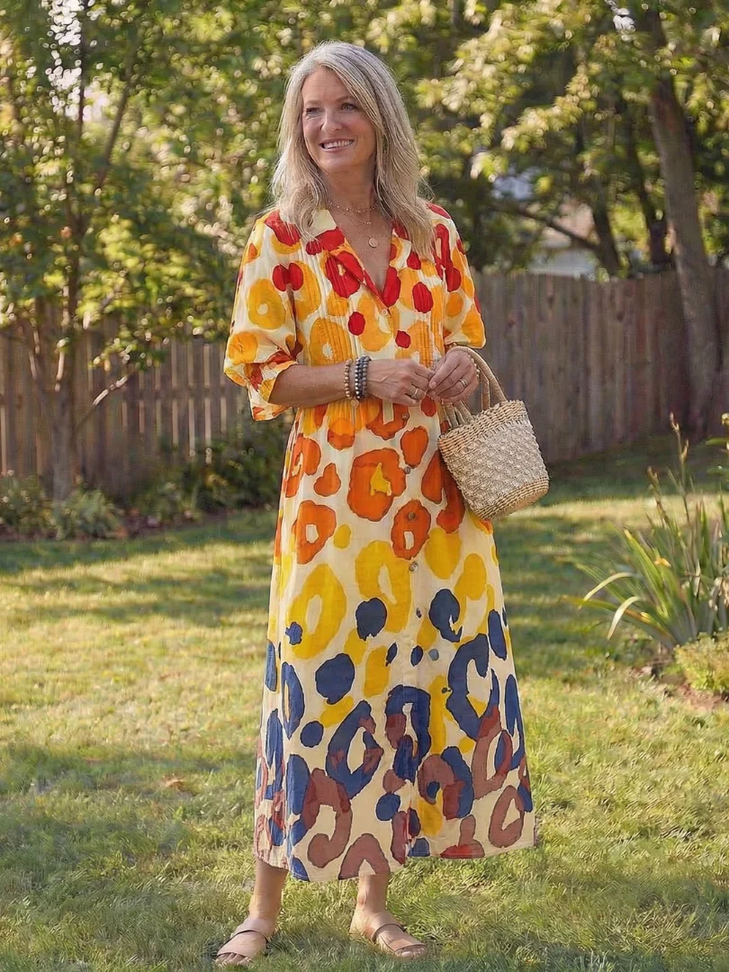 Roselyn | Women's Floral Button Front Maxi Dress - Image 8