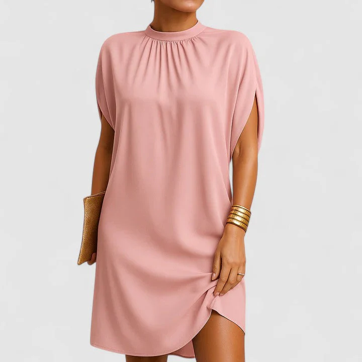 Rosie | Women's Mock Neck Batwing Split Sleeve Midi Dress