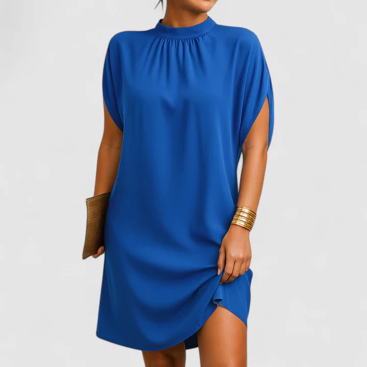 Rosie | Women's Mock Neck Batwing Split Sleeve Midi Dress - Image 2