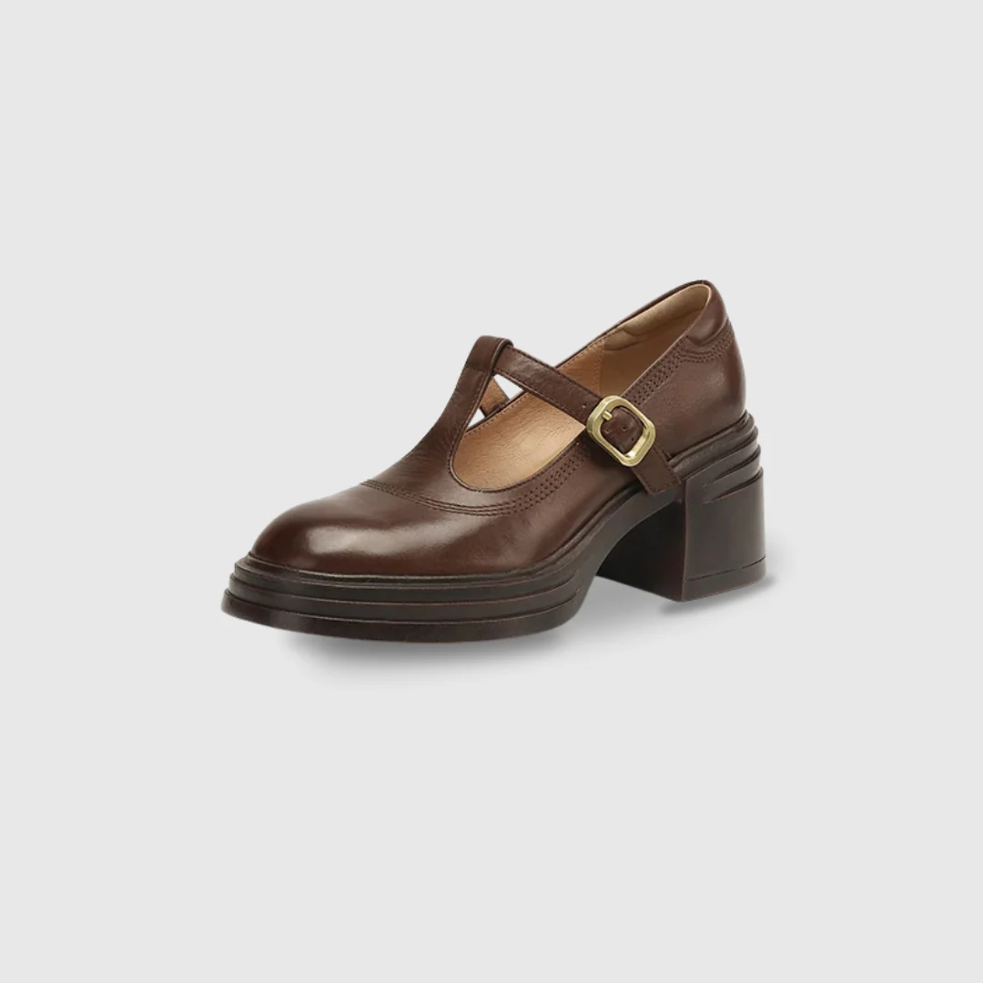 Rowena | Women's Chunky Block Heel Mary Jane Pumps Round Toe Strap - Image 8