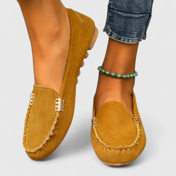 Ruby | Women's Suede Slip-On Loafers Flat Moccasin Shoes - Image 2