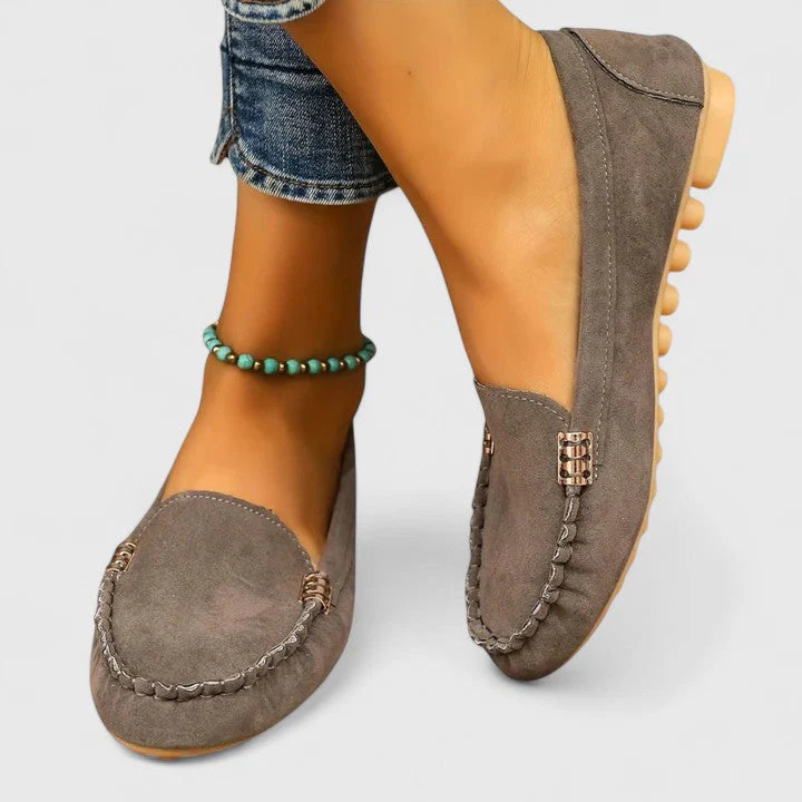 Ruby | Women's Suede Slip-On Loafers Flat Moccasin Shoes - Image 3