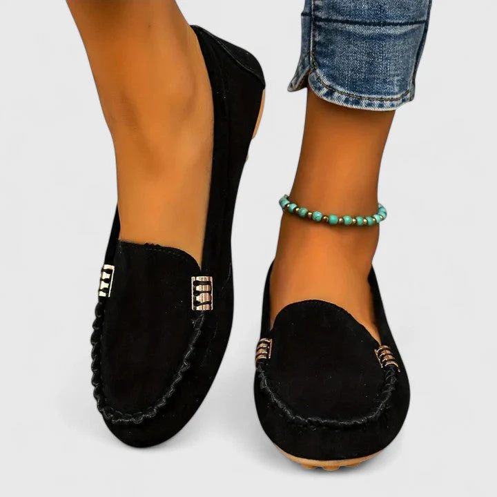 Ruby | Women's Suede Slip-On Loafers Flat Moccasin Shoes - Image 4