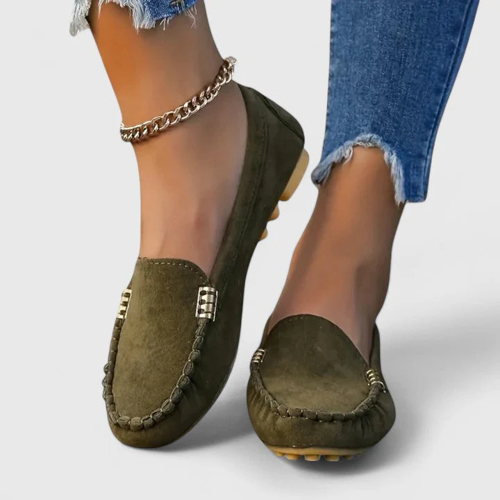 Ruby | Women's Suede Slip-On Loafers Flat Moccasin Shoes - Image 5
