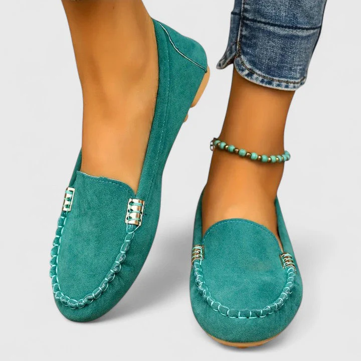 Ruby | Women's Suede Slip-On Loafers Flat Moccasin Shoes - Image 7