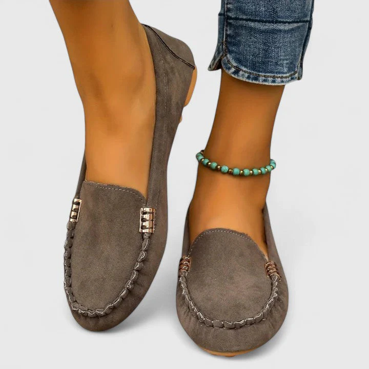 Ruby | Women's Suede Slip-On Loafers Flat Moccasin Shoes - Image 8