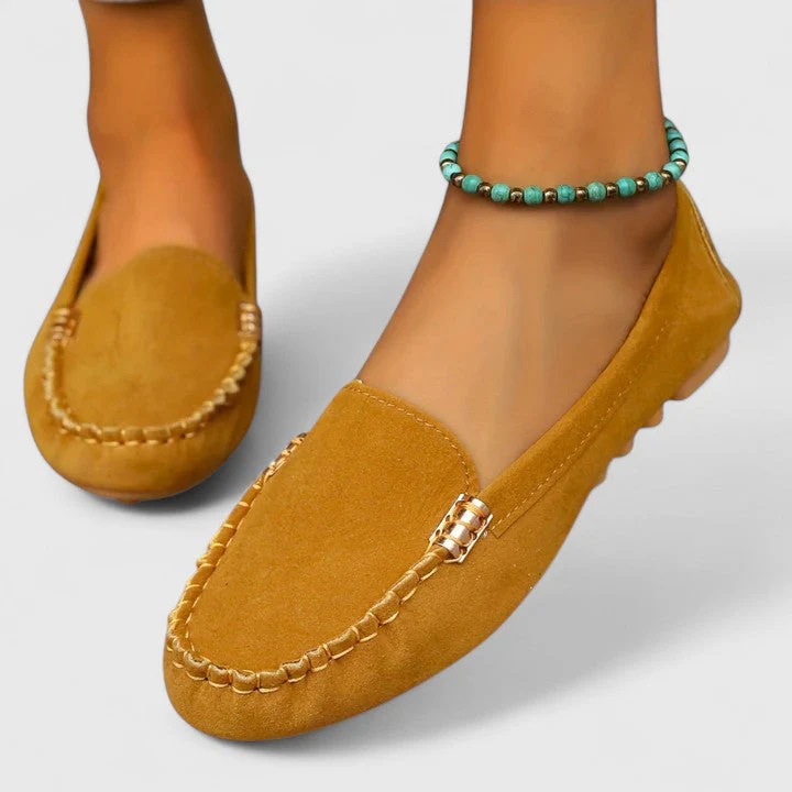 Ruby | Women's Suede Slip-On Loafers Flat Moccasin Shoes - Image 9