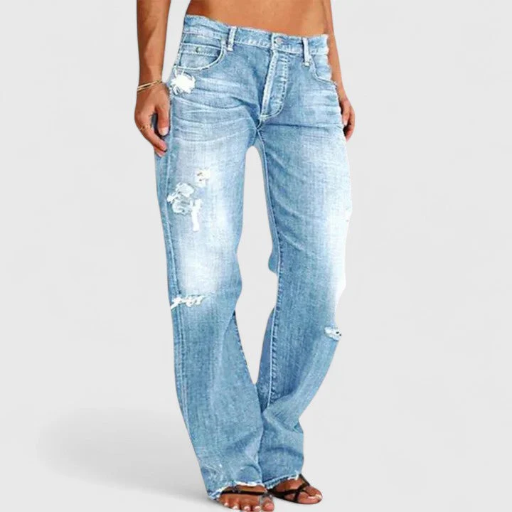Sadie | Women's Low Rise Distressed Straight Leg Jeans - Image 5