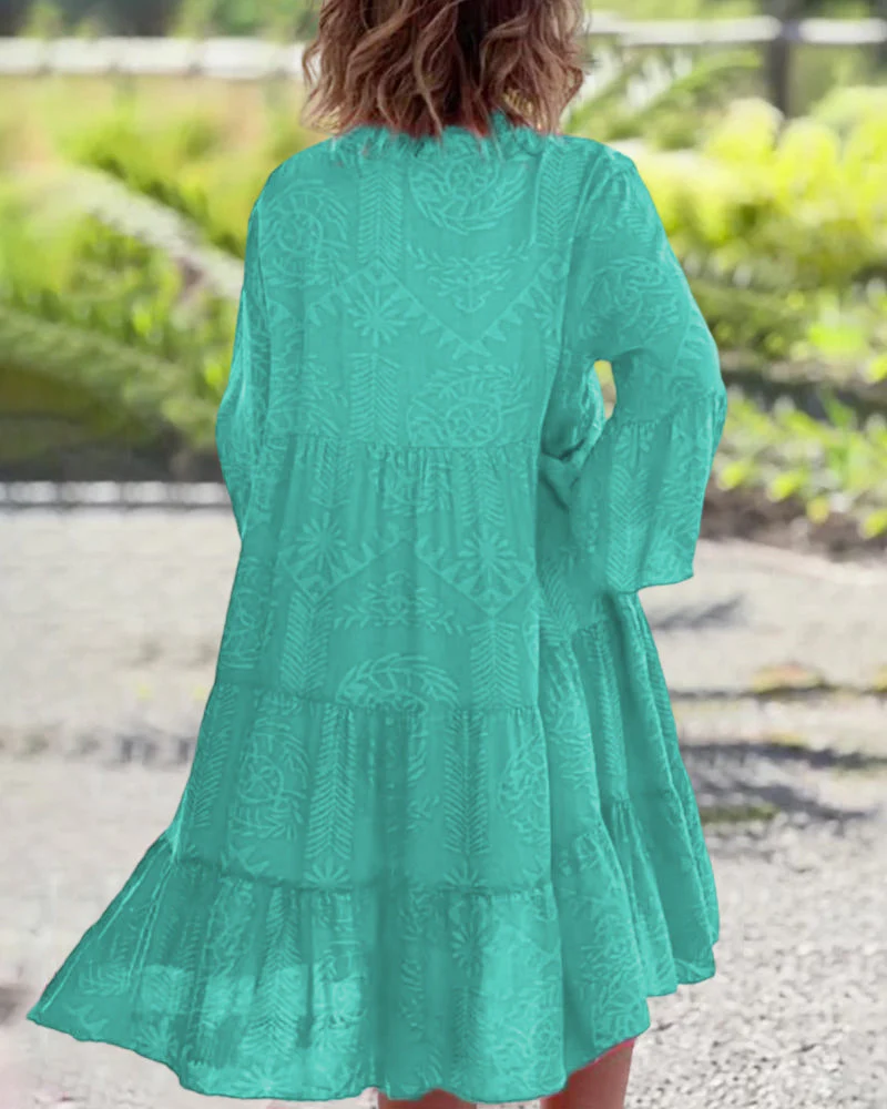 Sage | Women's Boho Flowy Loose Fit Draped Dress - Image 6
