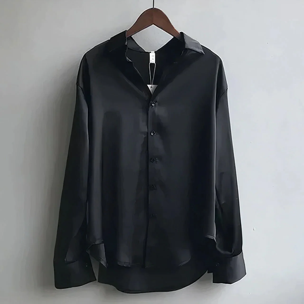 Sage | Women's Satin Button-Down Blouse Long Sleeve Collar Shirt - Image 3