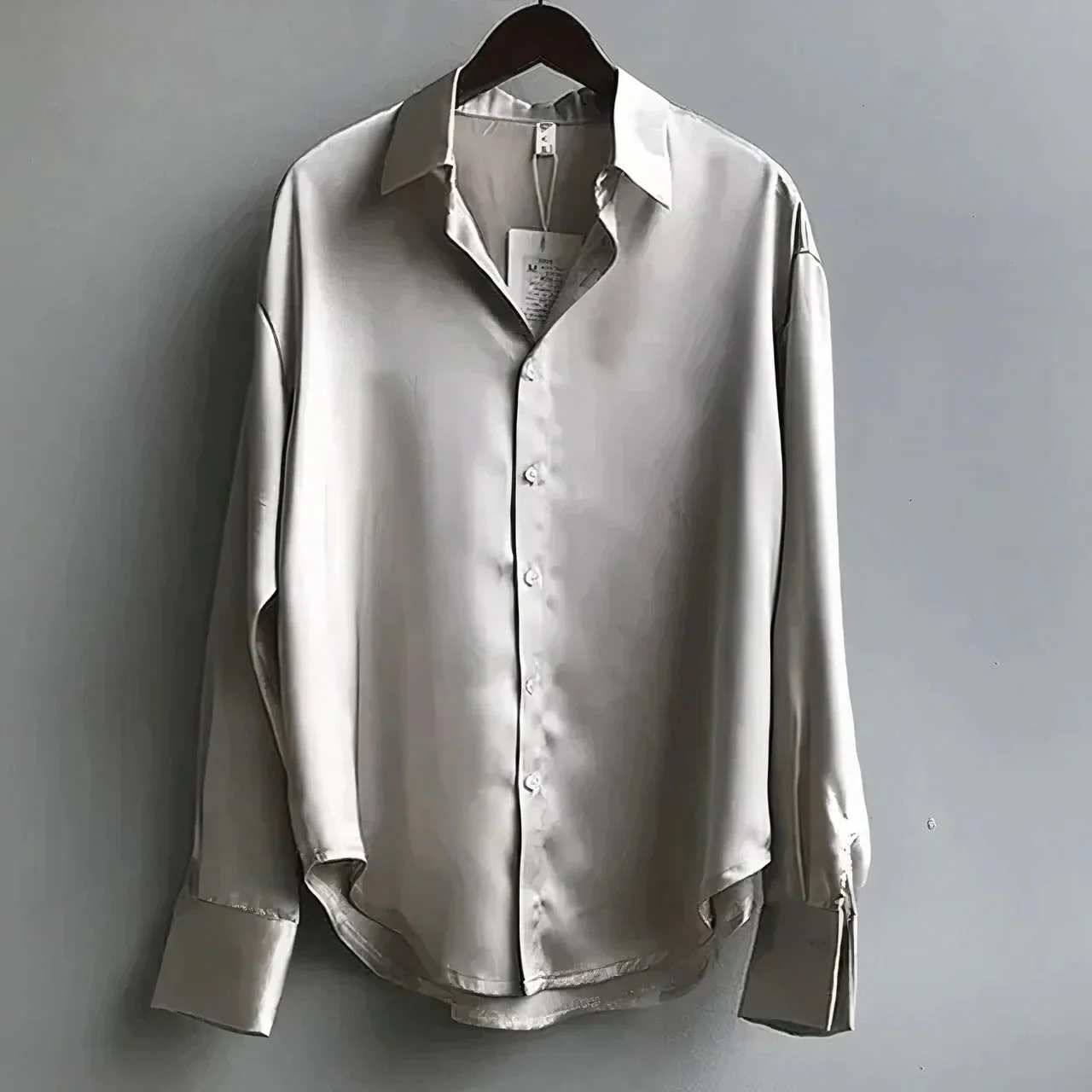 Sage | Women's Satin Button-Down Blouse Long Sleeve Collar Shirt - Image 4