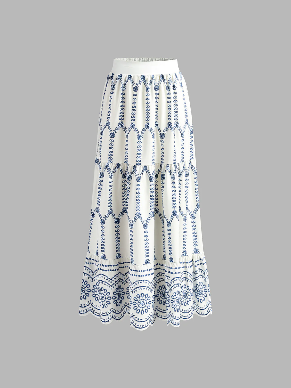 Santorini | Women's Embroidered Crop Top & Maxi Skirt Co-Ord Set - Image 4