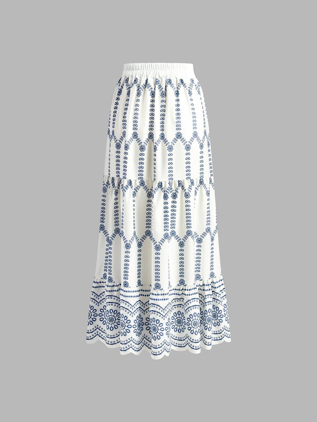 Santorini | Women's Embroidered Crop Top & Maxi Skirt Co-Ord Set - Image 5