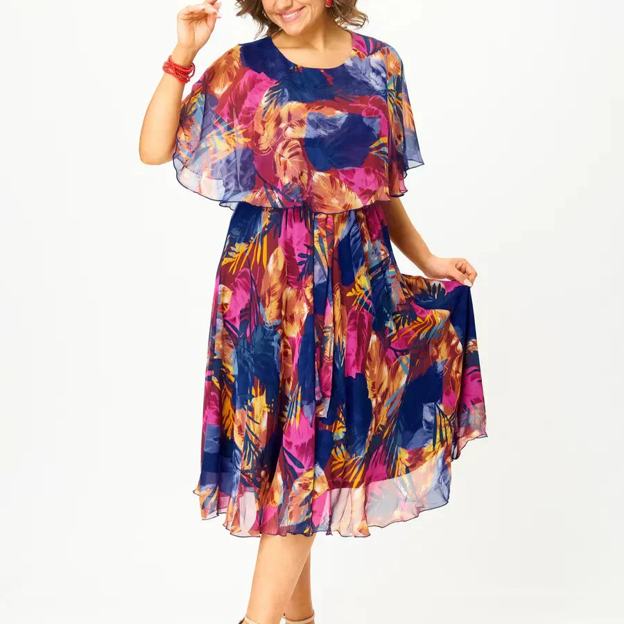 Savannah | Women's Chiffon Tummy Control Flowy Draped Dress - Image 2