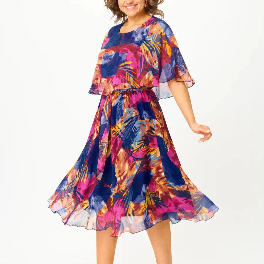 Savannah | Women's Chiffon Tummy Control Flowy Draped Dress - Image 3