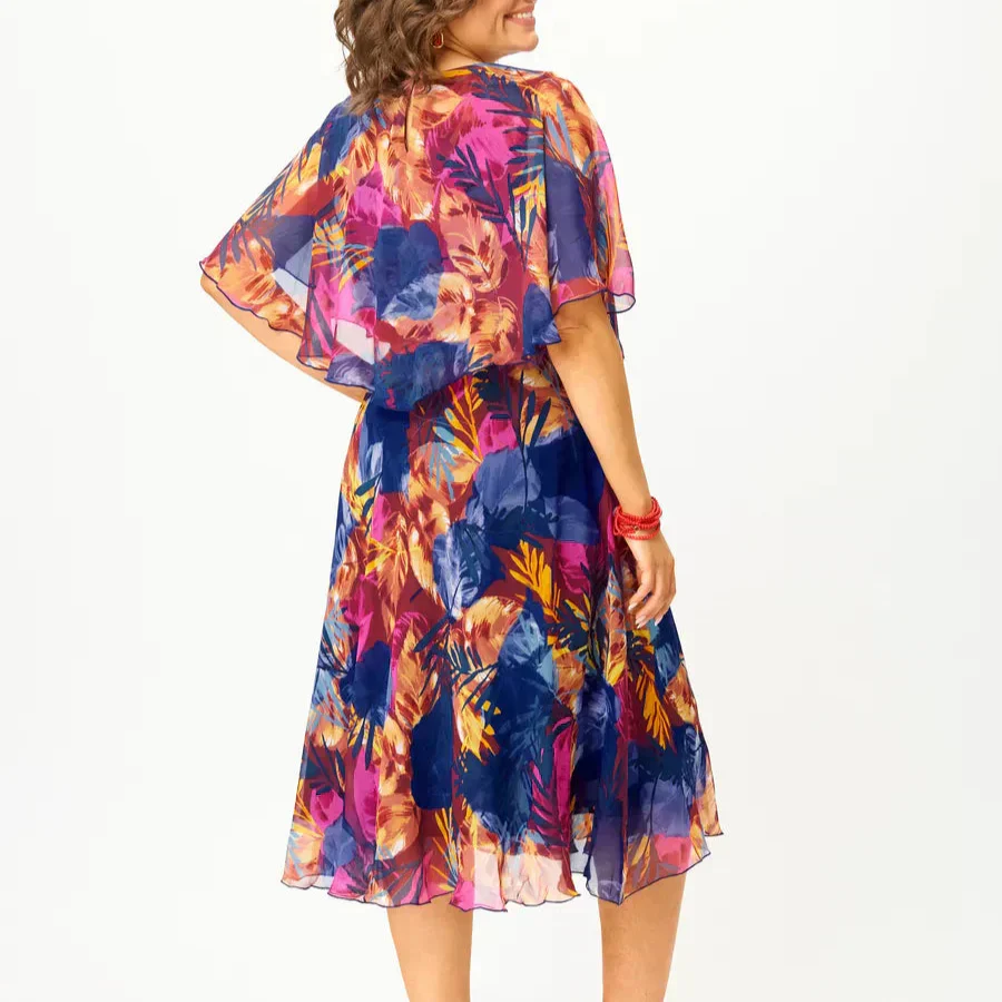 Savannah | Women's Chiffon Tummy Control Flowy Draped Dress - Image 5