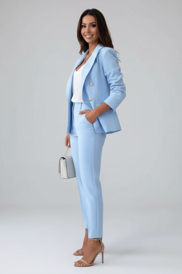 Scarlett | Women's Double Breasted Blazer Suit Set - Image 3