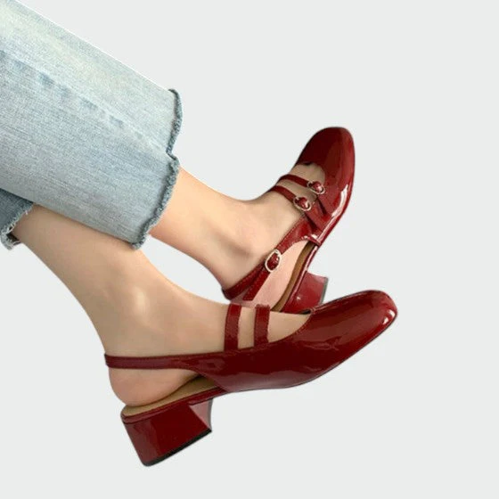 Scarlett | Women's Patent Double-Strap Mary Jane Block Heel Pumps - Image 2