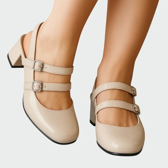 Scarlett | Women's Patent Double-Strap Mary Jane Block Heel Pumps - Image 3