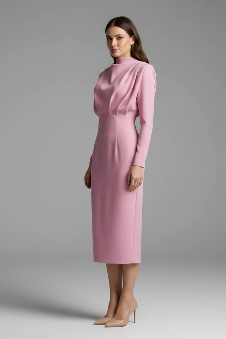 Serafina | Women's Mock Neck Long Sleeve Maxi Dress - Image 5